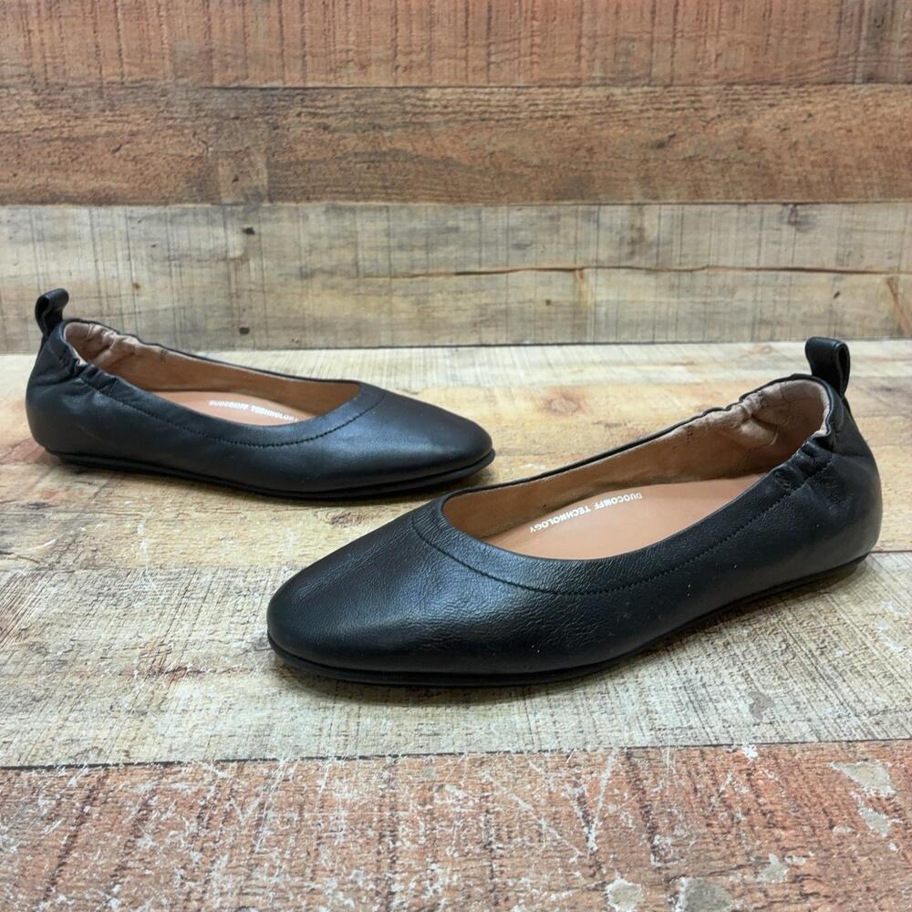 FitFlop Ballet Flats Womens Size 7 38 Black Leather Comfort Shoes 074-001